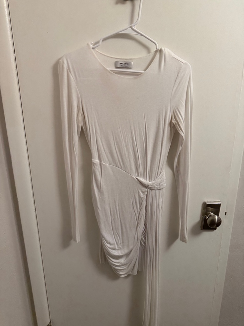 Bailey 44 Off-White Long-Sleeve Knot Front Midi Dress